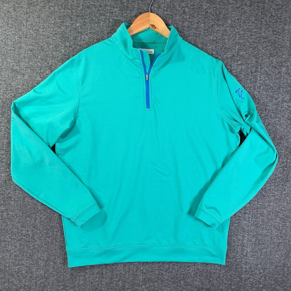 Peter Millar Perth Men Large Green Pullover Golf Performance Stretch Preppy